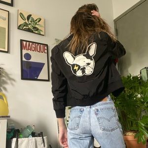 French bulldog lightweight bomber jacket